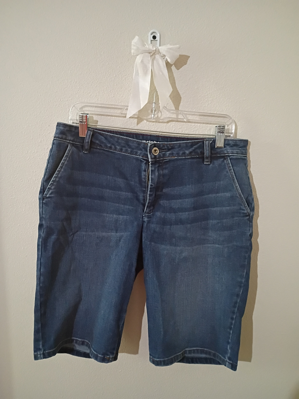 Liz Claiborne Navy Blue Denim Boyfriend Bermuda Shorts